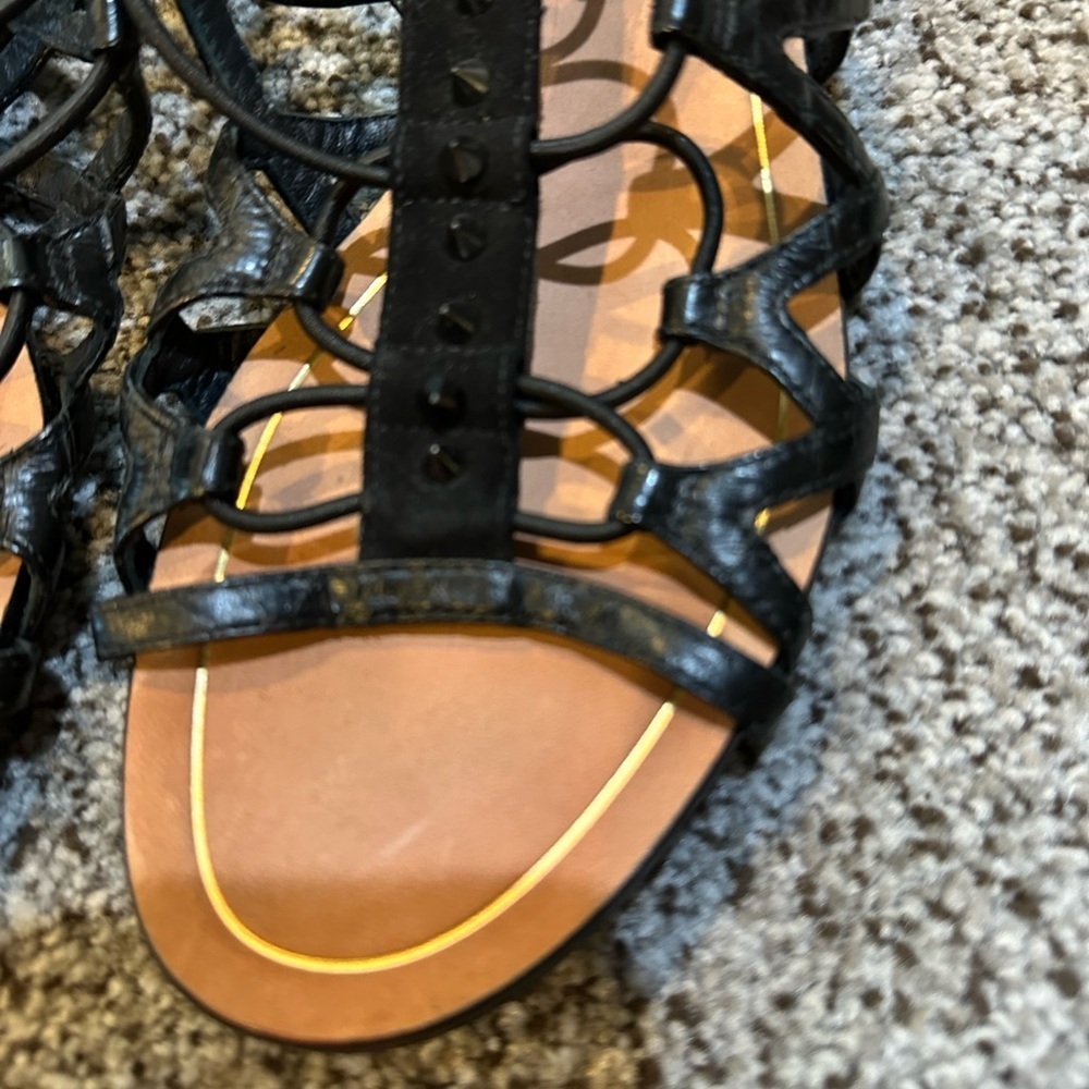 BRIAN ATWOOD Size 6.5 Black Gladiator Agustina Snake Sandals Studs Spikes R $220 - Picture 4 of 9